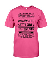 Load image into Gallery viewer, Gift For Husband I'm The Property Of A Freaking Awesome Wife Who Was Born In September Guys Tee