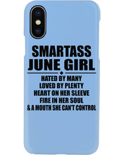 Load image into Gallery viewer, Birthday Gift For Smartass June GirlHeart On Her Sleeve Phone case