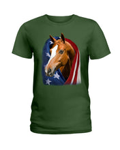 Load image into Gallery viewer, Horse Covered Into USA Flag Meaningful Gift For Men Ladies Tee