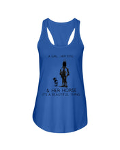 Load image into Gallery viewer, A Girl Her Dog Her Horse It's A Beautiful Thing Ladies Flowy Tank