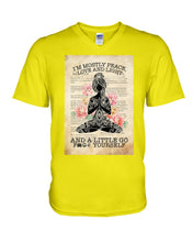 Load image into Gallery viewer, I'm Mostly Peace Love And Light Yoga Gift For Yoga Lovers Guys V-Neck