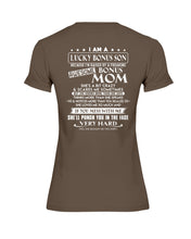 Load image into Gallery viewer, I Am A Lucky Bonus Son Because I'm Raised By A Freaking Awesome Mom Ladies Tee