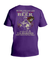 Load image into Gallery viewer, 8th Day God Created Beer To Prevent The Us Marine Guys V-Neck