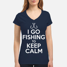 Load image into Gallery viewer, I Go Fishing To Keep Calm Gift For Fishing Lovers Ladies V-Neck
