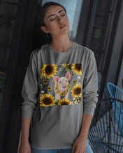 Load image into Gallery viewer, Beautiful Pig With Sunflowers Gift For Pig Lovers Unisex Long Sleeve