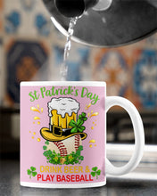 Load image into Gallery viewer, Baseball Drink Beer Day St Patrick's Day Gift For Baseball Lovers Mug