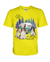 Load image into Gallery viewer, Cavalier King It's Who You Travel With Gift For Dog Lovers Guys V-Neck