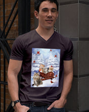 Load image into Gallery viewer, Cat Snow Pine Cardinal Gift For Cat Lovers Guys V-Neck