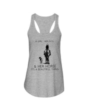 Load image into Gallery viewer, A Girl Her Dog Her Horse It's A Beautiful Thing Ladies Flowy Tank
