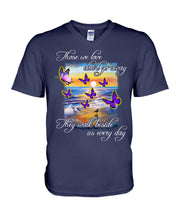 Load image into Gallery viewer, Butterfly Sunset On Beach Those We Love Don't Go Away Gift For Lover Guys V-Neck