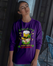 Load image into Gallery viewer, Baseball Drink Beer Day St Patrick's Day Gift For Baseball Lovers Unisex Long Sleeve