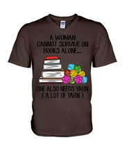 Load image into Gallery viewer, A Woman Cannot Survive On Book Alone She Also Needs Yarn Trending Guys V-Neck