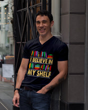 Load image into Gallery viewer, I Believe In My Shelf Trending For Book Lovers Guys V-Neck