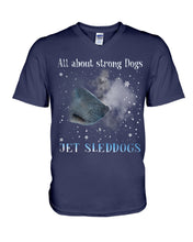Load image into Gallery viewer, Jet Sleddogs All About Strong Dogs Pink Background Gift For Dog Lovers Guys V-Neck