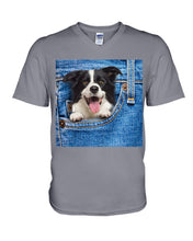 Load image into Gallery viewer, Border Collie In Denim Pocket Gift For Dog Lovers Guys V-Neck