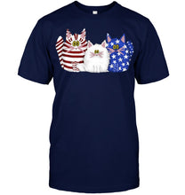 Load image into Gallery viewer, Three Cute Cats And US Flag Gift For Cats Lovers Guys Tee