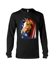 Load image into Gallery viewer, Horse Covered Into USA Flag Meaningful Gift For Men Unisex Long Sleeve