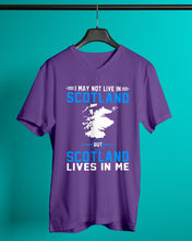 Load image into Gallery viewer, I May Not Live In Scotland But Scotland Lives In Me Custom Design Guys V-Neck