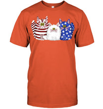 Load image into Gallery viewer, Three Cute Cats And US Flag Gift For Cats Lovers Guys Tee