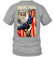Load image into Gallery viewer, Aussie Papa America Flag Unique Custom Design For Dog Lovers Guys V-Neck