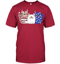 Load image into Gallery viewer, Three Cute Cats And US Flag Gift For Cats Lovers Guys Tee