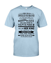 Load image into Gallery viewer, Gift For Husband I'm The Property Of A Freaking Awesome Wife Who Was Born In September Guys Tee