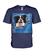 Load image into Gallery viewer, Border Collie In Denim Pocket Gift For Dog Lovers Guys V-Neck