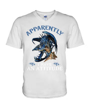 Load image into Gallery viewer, Apparently I Have An Attitude Blue Dragon Guys V-Neck