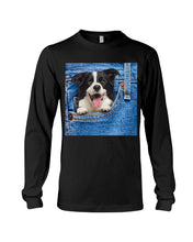 Load image into Gallery viewer, Border Collie In Denim Pocket Gift For Dog Lovers Unisex Long Sleeve