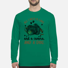 Load image into Gallery viewer, All I Need IS Love And A Camera And A Dog Gift For Dog Lovers Unisex Long Sleeve