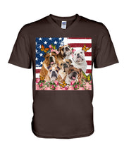 Load image into Gallery viewer, Bull Dogs USA Flag And Butterfly Pattern Gift For Dog Lovers Guys V-Neck
