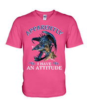 Load image into Gallery viewer, Apparently I Have An Attitude Blue Dragon Guys V-Neck