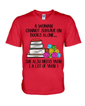 Load image into Gallery viewer, A Woman Cannot Survive On Book Alone She Also Needs Yarn Trending Guys V-Neck