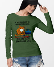 Load image into Gallery viewer, Cute Phone Case Gift For Books And Cats Lovers A Woman Cannot Be Quarantined Alone Unisex Long Sleeve