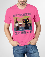 Load image into Gallery viewer, Easily Distracted By Cats And Wine Special Custom Design Guys V-Neck