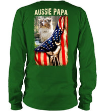 Load image into Gallery viewer, Aussie Papa America Flag Unique Custom Design For Dog Lovers Unisex Long Sleeve
