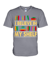 Load image into Gallery viewer, I Believe In My Shelf Trending For Book Lovers Guys V-Neck