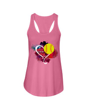 Load image into Gallery viewer, Lovely Phone Case My Heart Is On Field Gift For Softball Lovers Ladies Flowy Tank