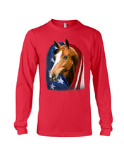 Load image into Gallery viewer, Horse Covered Into USA Flag Meaningful Gift For Men Unisex Long Sleeve
