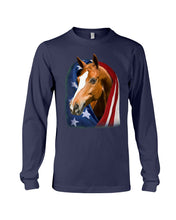 Load image into Gallery viewer, Horse Covered Into USA Flag Meaningful Gift For Men Unisex Long Sleeve