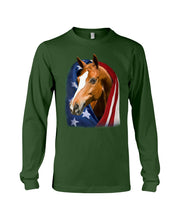 Load image into Gallery viewer, Horse Covered Into USA Flag Meaningful Gift For Men Unisex Long Sleeve
