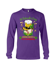 Load image into Gallery viewer, Baseball Drink Beer Day St Patrick's Day Gift For Baseball Lovers Unisex Long Sleeve