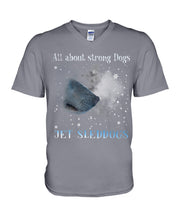 Load image into Gallery viewer, Jet Sleddogs All About Strong Dogs Pink Background Gift For Dog Lovers Guys V-Neck