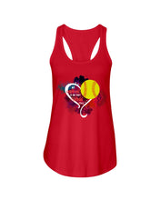 Load image into Gallery viewer, Lovely Phone Case My Heart Is On Field Gift For Softball Lovers Ladies Flowy Tank
