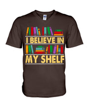 Load image into Gallery viewer, I Believe In My Shelf Trending For Book Lovers Guys V-Neck