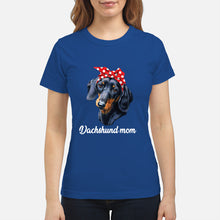 Load image into Gallery viewer, Dachshund Mom With Polka Dots Hair Red Bow Gift For Dog Lovers Ladies Tee