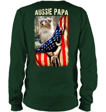 Load image into Gallery viewer, Aussie Papa America Flag Unique Custom Design For Dog Lovers Unisex Long Sleeve