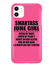 Load image into Gallery viewer, Birthday Gift For Smartass June GirlHeart On Her Sleeve Phone case