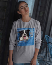 Load image into Gallery viewer, Border Collie In Denim Pocket Gift For Dog Lovers Unisex Long Sleeve