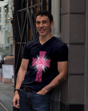 Load image into Gallery viewer, Cross Breast Cancer Awareness Special Custom Design Guys V-Neck